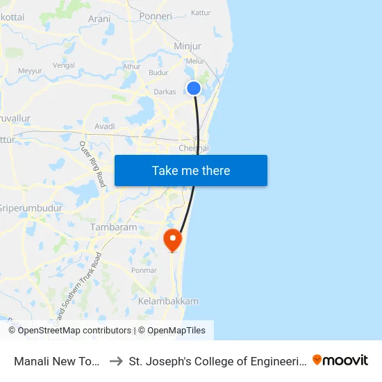 Manali New Town to St. Joseph's College of Engineering map
