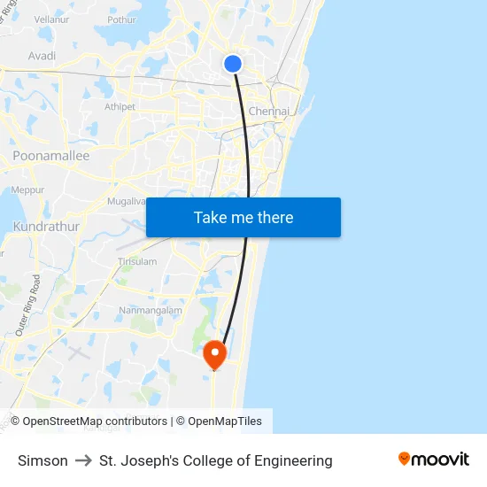 Simson to St. Joseph's College of Engineering map
