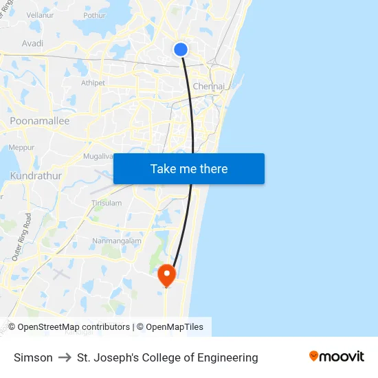 Simson to St. Joseph's College of Engineering map