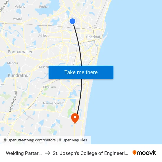 Welding Pattarai to St. Joseph's College of Engineering map