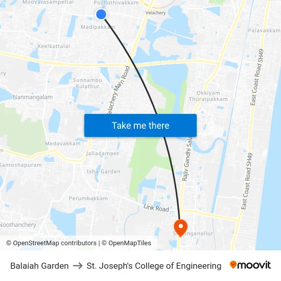 Balaiah Garden to St. Joseph's College of Engineering map