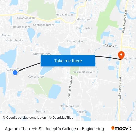 Agaram Then to St. Joseph's College of Engineering map
