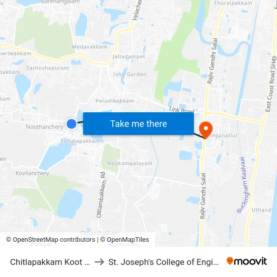 Chitlapakkam Koot Road to St. Joseph's College of Engineering map