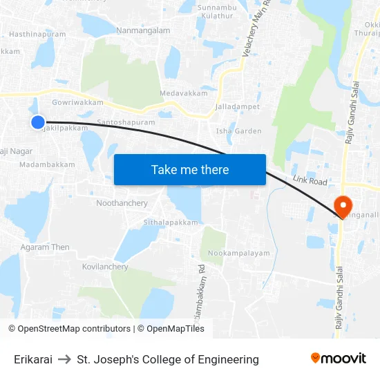 Erikarai to St. Joseph's College of Engineering map