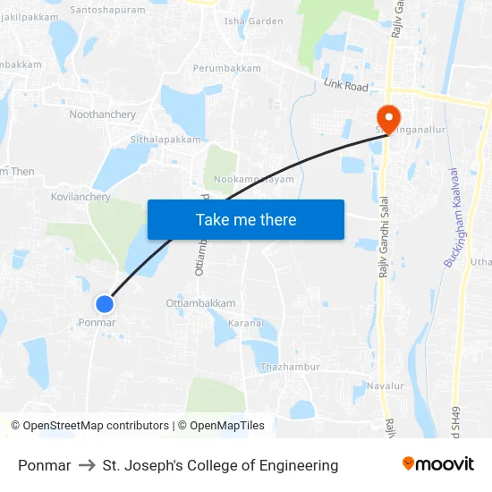 Ponmar to St. Joseph's College of Engineering map