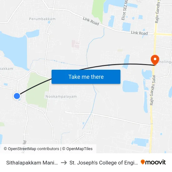 Sithalapakkam Mani Kadai to St. Joseph's College of Engineering map