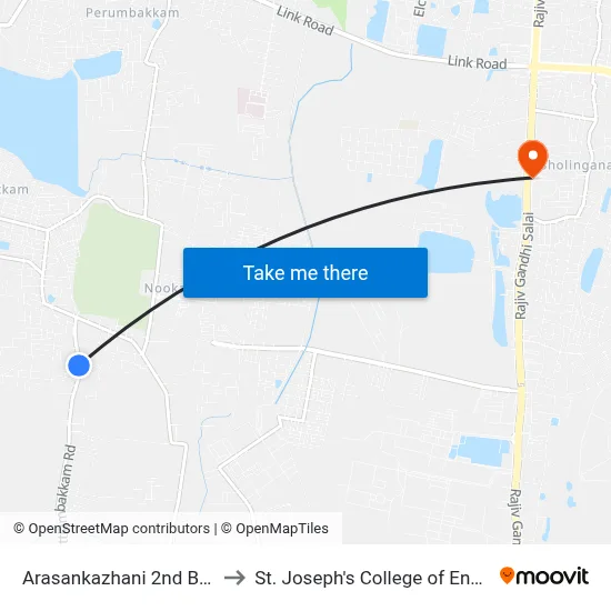Arasankazhani 2nd Bus Stop to St. Joseph's College of Engineering map