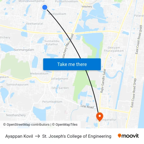 Ayappan Kovil to St. Joseph's College of Engineering map