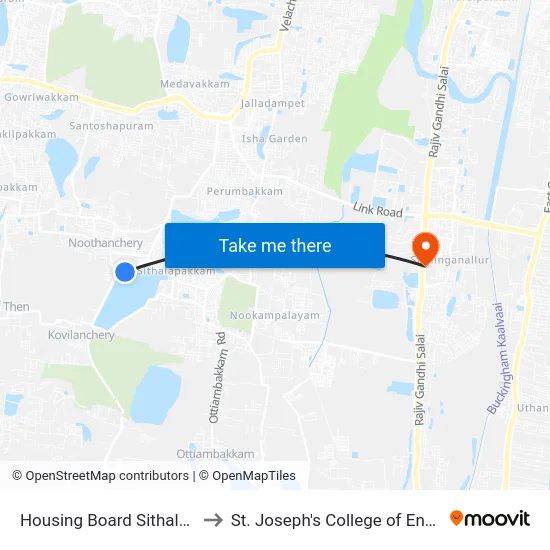 Housing Board Sithalapakam to St. Joseph's College of Engineering map