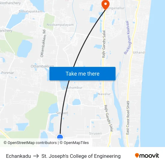 Echankadu to St. Joseph's College of Engineering map