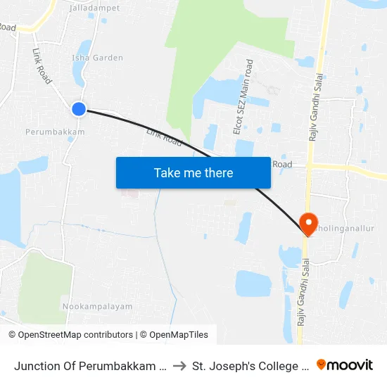 Junction Of Perumbakkam & Nookam Village to St. Joseph's College of Engineering map