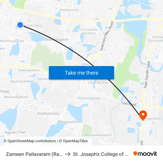 Zameen Pallavaram (Radha Nagar to St. Joseph's College of Engineering map