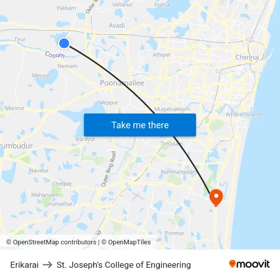 Erikarai to St. Joseph's College of Engineering map