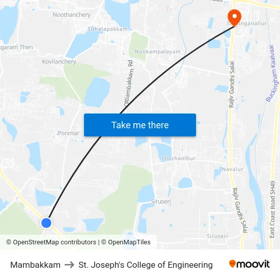 Mambakkam to St. Joseph's College of Engineering map