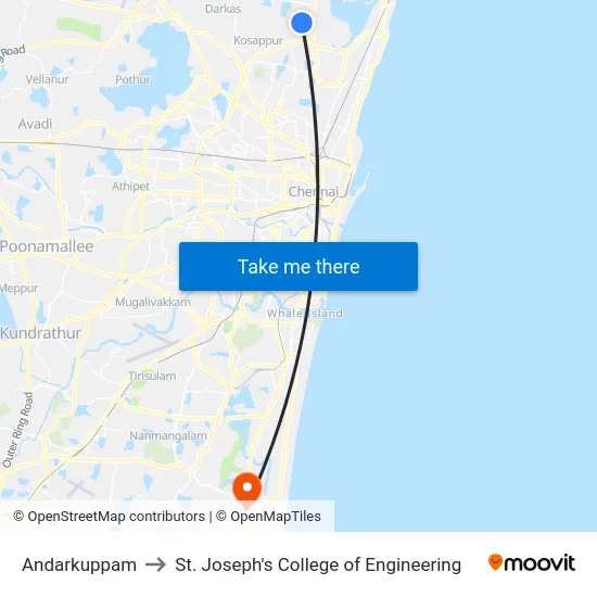 Andarkuppam to St. Joseph's College of Engineering map