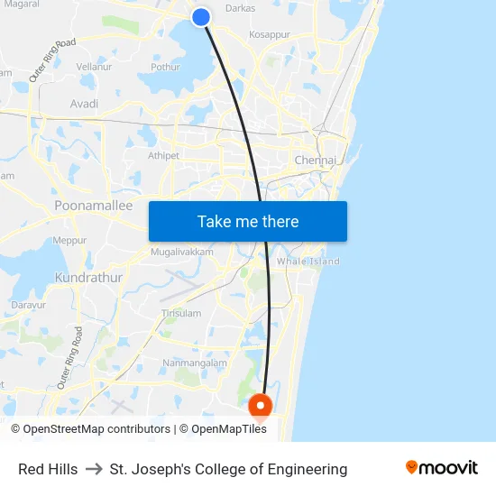 Red Hills to St. Joseph's College of Engineering map
