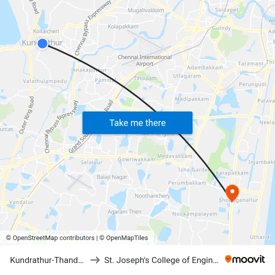 Kundrathur-Thandalam to St. Joseph's College of Engineering map