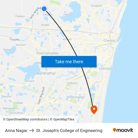 Anna Nagar to St. Joseph's College of Engineering map