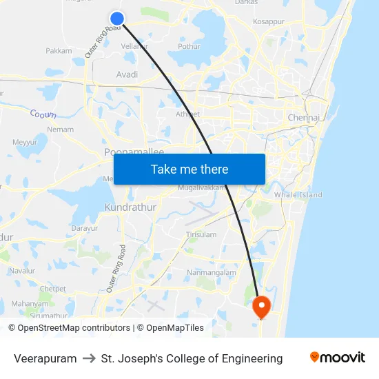 Veerapuram to St. Joseph's College of Engineering map