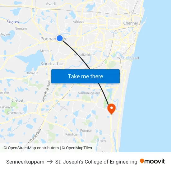 Senneerkuppam to St. Joseph's College of Engineering map