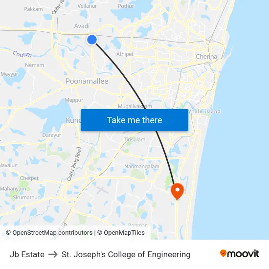 Jb Estate to St. Joseph's College of Engineering map