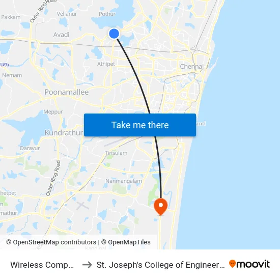Wireless Company to St. Joseph's College of Engineering map