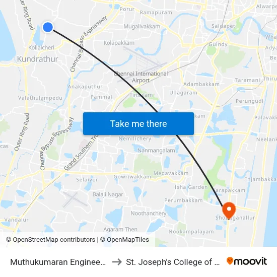 Muthukumaran Engineering College to St. Joseph's College of Engineering map