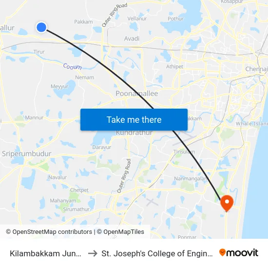 Kilambakkam Junction to St. Joseph's College of Engineering map