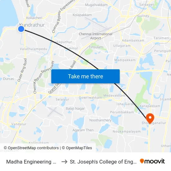 Madha Engineering College to St. Joseph's College of Engineering map