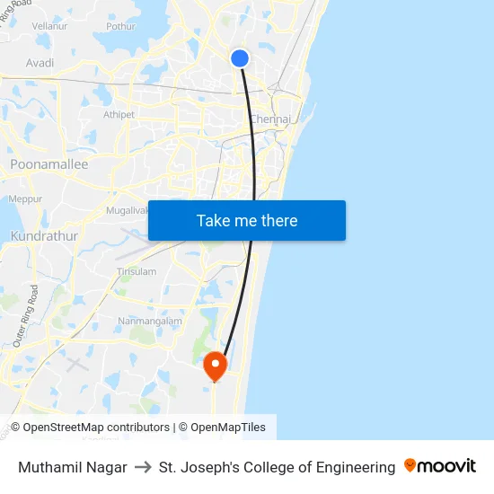 Muthamil Nagar to St. Joseph's College of Engineering map