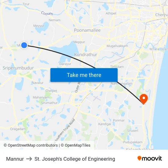 Mannur to St. Joseph's College of Engineering map