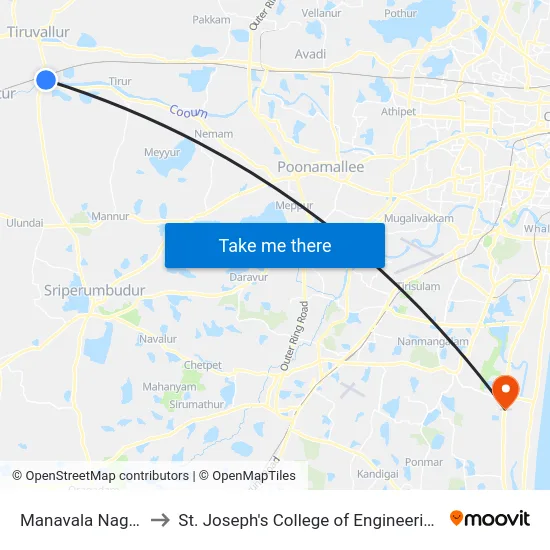 Manavala Nagar to St. Joseph's College of Engineering map