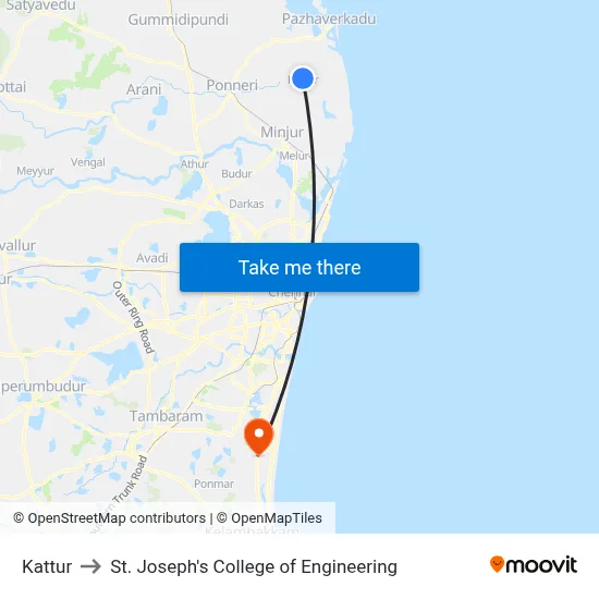 Kattur to St. Joseph's College of Engineering map