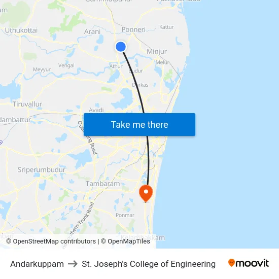 Andarkuppam to St. Joseph's College of Engineering map