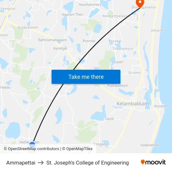 Ammapettai to St. Joseph's College of Engineering map