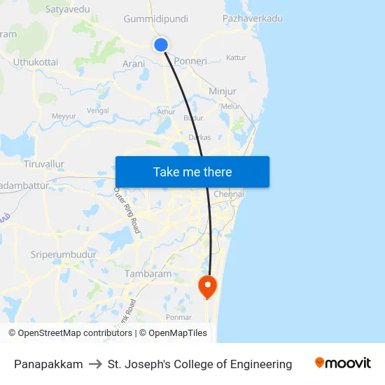 Panapakkam to St. Joseph's College of Engineering map
