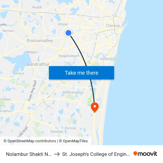 Nolambur Shakti Nagar to St. Joseph's College of Engineering map