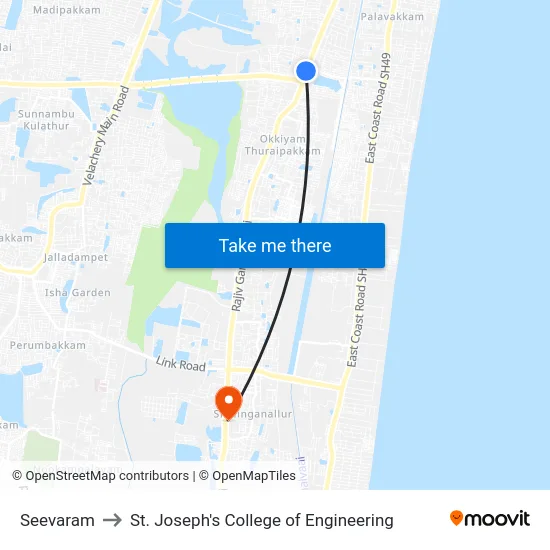 Seevaram to St. Joseph's College of Engineering map