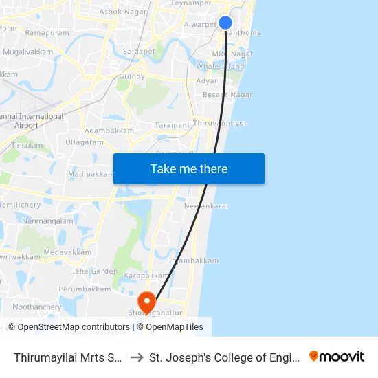 Thirumayilai Mrts Station to St. Joseph's College of Engineering map