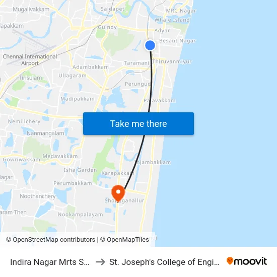 Indira Nagar Mrts Station to St. Joseph's College of Engineering map