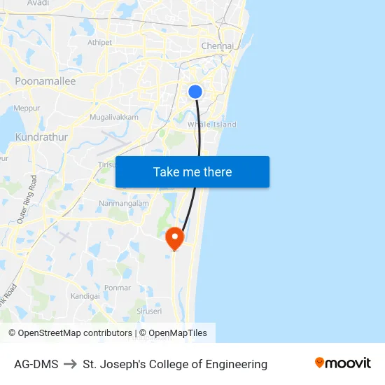 AG-DMS to St. Joseph's College of Engineering map