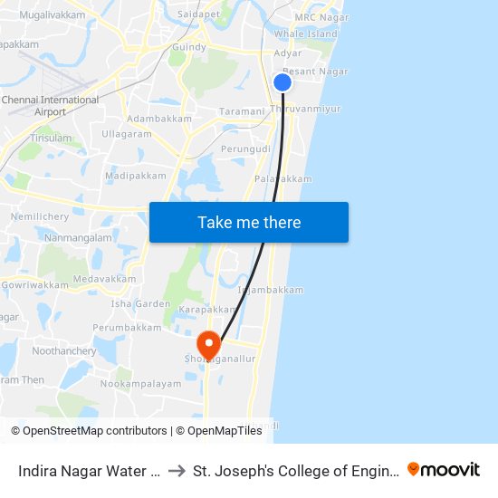 Indira Nagar Water Tank to St. Joseph's College of Engineering map