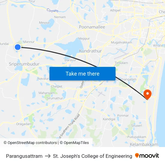Parangusattram to St. Joseph's College of Engineering map