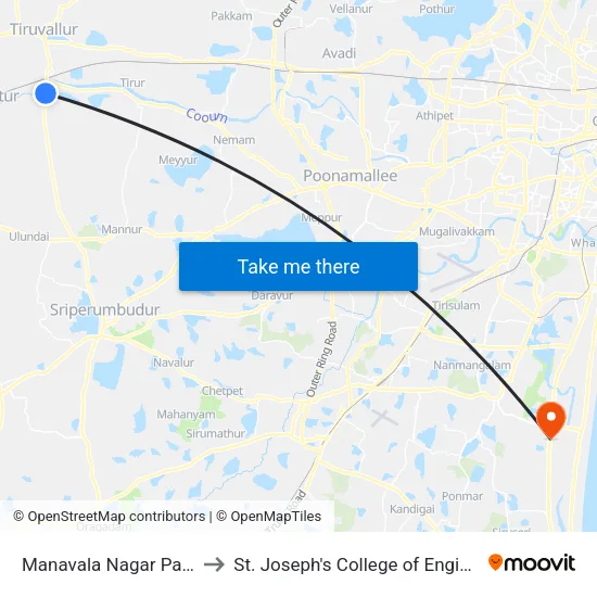 Manavala Nagar Pattarai to St. Joseph's College of Engineering map