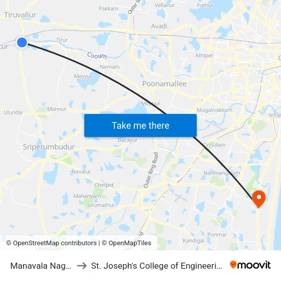 Manavala Nagar to St. Joseph's College of Engineering map
