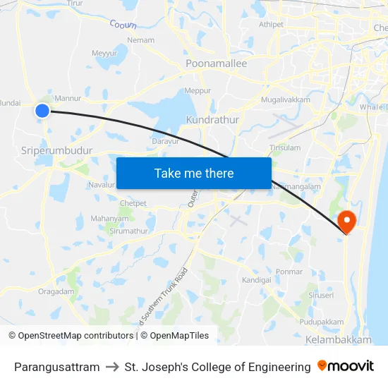 Parangusattram to St. Joseph's College of Engineering map