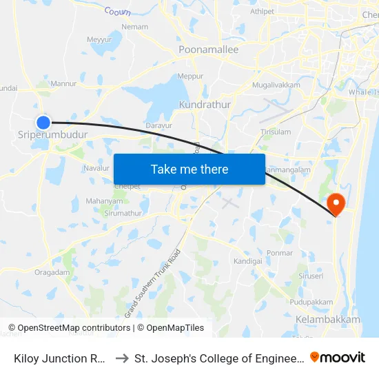 Kiloy Junction Road to St. Joseph's College of Engineering map