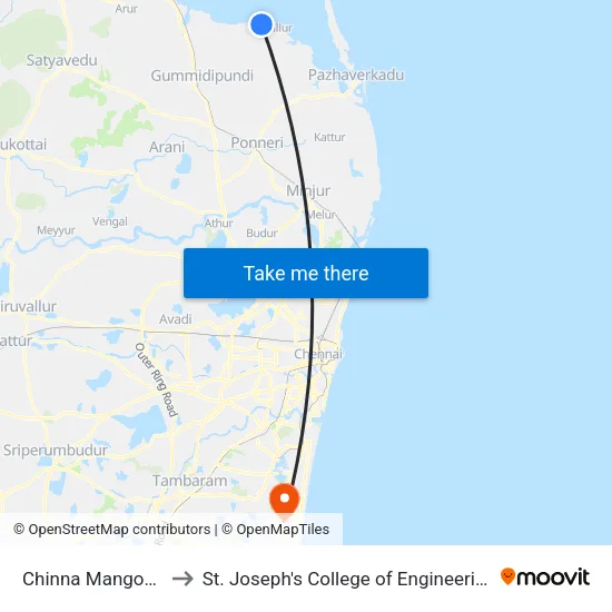 Chinna Mangodu to St. Joseph's College of Engineering map