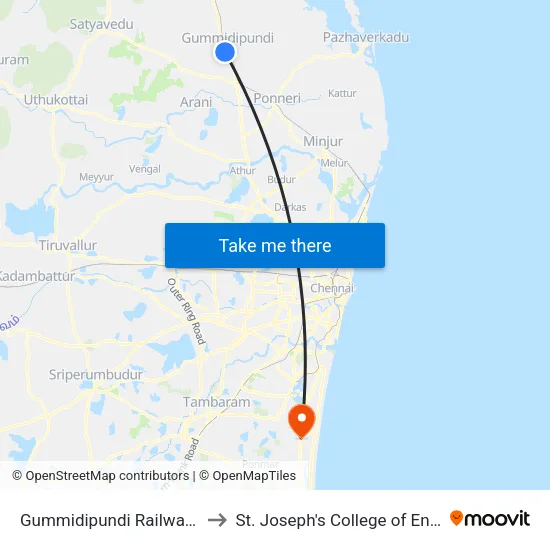 Gummidipundi Railway Station to St. Joseph's College of Engineering map