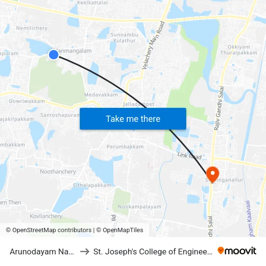 Arunodayam Nagar to St. Joseph's College of Engineering map